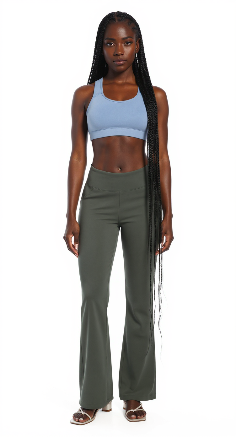 Bootcut Yoga Pants in Olive Gray — The Petite Legging Edit style look